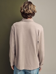 Neutral Marl Heavyweight Long Sleeve Polo Shirt - Image 2 of 7
