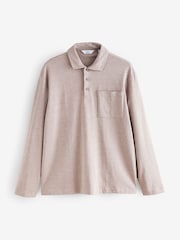 Neutral Marl Heavyweight Long Sleeve Polo Shirt - Image 5 of 7
