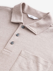 Neutral Marl Heavyweight Long Sleeve Polo Shirt - Image 6 of 7