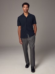 Bleu marine - Chemise en piqué à manches courtes - Image 3 de 8