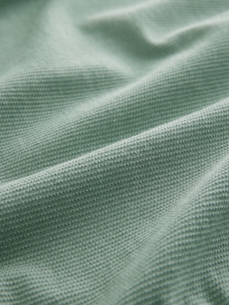vert - Polos texturés en tissu gaufré à boutons 100% coton - Image 6 of 7