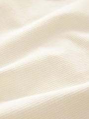 Ecru Cream Textured Waffle Button Through 100% Cotton Polo Shirt - Image 6 of 7