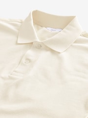 Ecru Cream Textured Waffle Button Through 100% Cotton Polo Shirt - Image 7 of 7