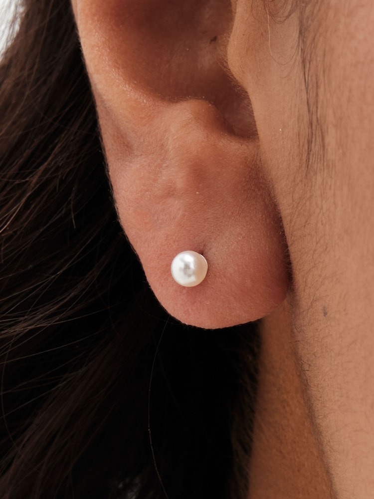 Simply Silver Silver Tone Sterling 925 Pearl Stud Earrings - Image 2 of 3