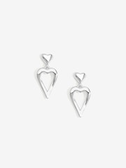 Simply Silver Silver Tone Sterling 925 Polished Open Heart Drop Earrings - Image 1 of 3