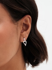 Simply Silver Silver Tone Sterling 925 Polished Open Heart Drop Earrings - Image 3 of 3
