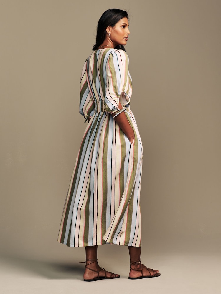 Laura Ashley Blue Holiday Stripe Midaxi Dress - Image 10 of 15