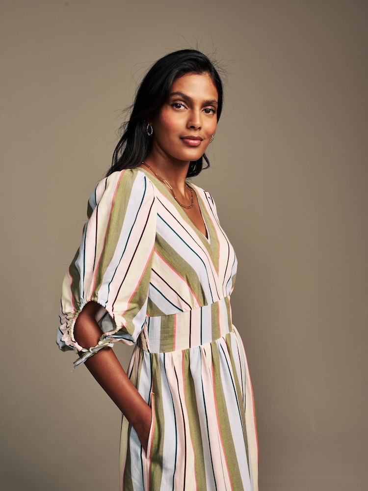 Laura Ashley Blue Holiday Stripe Midaxi Dress - Image 12 of 15