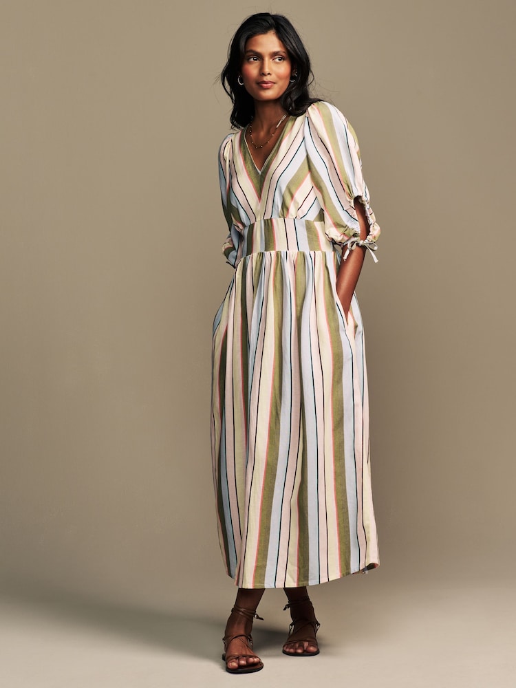 Laura Ashley Blue Holiday Stripe Midaxi Dress - Image 9 of 15