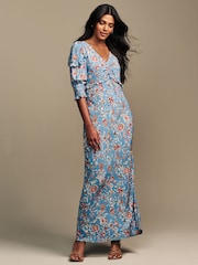 Laura Ashley Blue Derwent Floral Print Midaxi Dress - Image 2 of 11