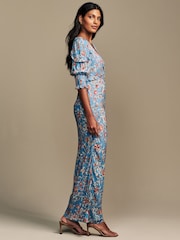 Laura Ashley Blue Derwent Floral Print Midaxi Dress - Image 3 of 11