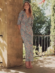 Laura Ashley Blue Derwent Floral Print Midaxi Dress - Image 5 of 11
