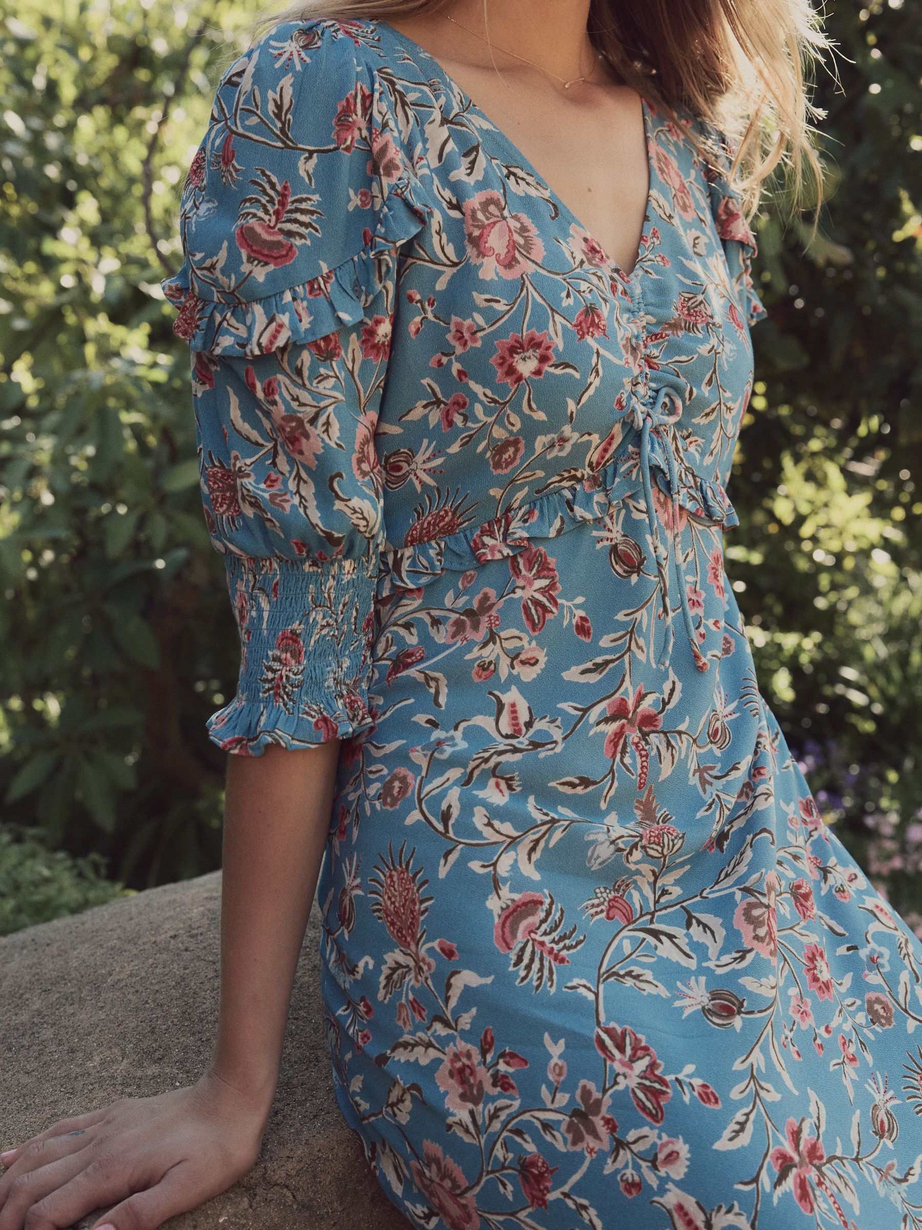 Buy Laura Ashley Blue Derwent Floral Print Midaxi Dress from