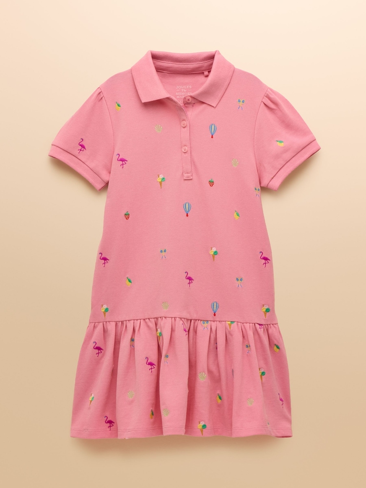 Joules Orla Pink Short Sleeve Polo Shirt Dress - Image 1 of 5