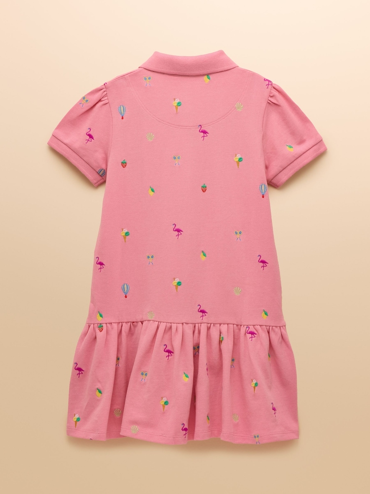 Joules Orla Pink Short Sleeve Polo Shirt Dress - Image 2 of 5