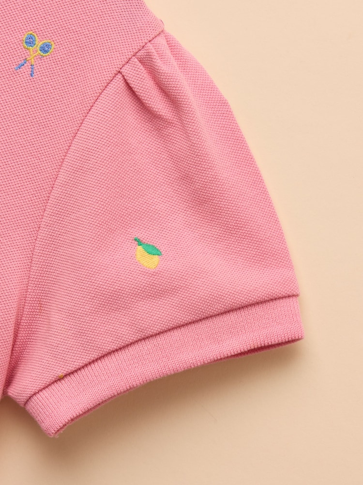 Joules Girls' Orla Pink Short Sleeve Polo Shirt Dress - Image 7 of 7 Joules Girls' Orla Pink Short Sleeve Polo Shirt Dress - Image 7 of 7