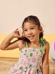 Joules Pretty As A Picture Cream Woven Bow Tie Dress - Image 3 of 7