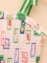 Joules Pretty As A Picture Cream Woven Bow Tie Dress - Image 7 of 7