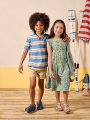 Joules Butterly Green Print Frill Sleeve Dress - Image 2 of 7
