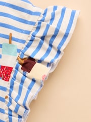 Azul - Joules Butterly Print Frill Sleeve Dress - Imagen 4 de 5