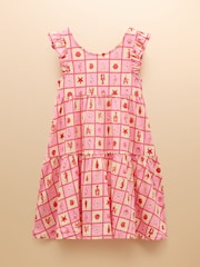 Rosa/crema - Joules Butterly Print Frill Sleeve Dress - Imagen 2 de 4