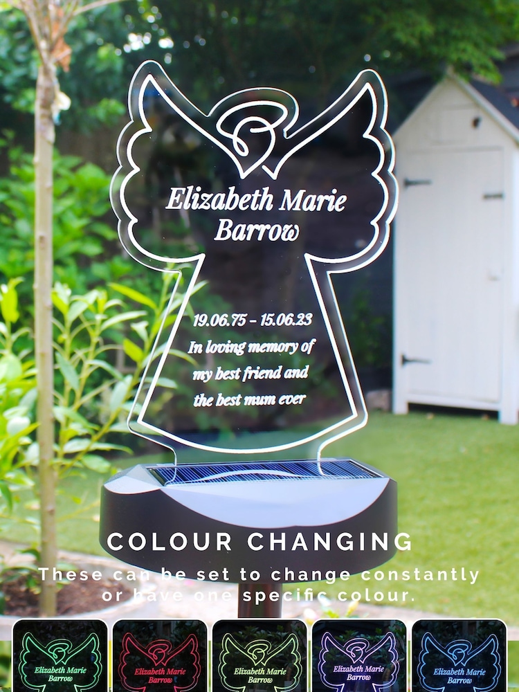 Natural Personalised Angel Memorial Outdoor Solar Light by PMC - Image 1 of 3