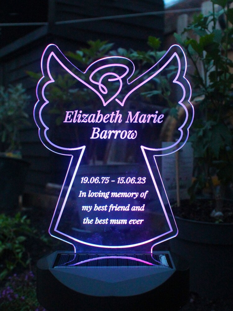 Natural Personalised Angel Memorial Outdoor Solar Light by PMC - Image 2 of 3