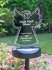 Natural Personalised Angel Memorial Outdoor Solar Light by PMC - Image 3 of 3