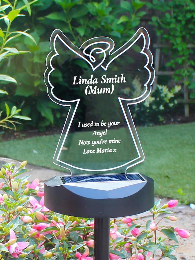 Natural Personalised Angel Memorial Outdoor Solar Light by PMC - Image 3 of 3