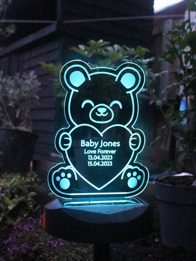 Natural Personalised Bear Memorial Outdoor Solar Light by PMC - Image 2 of 3