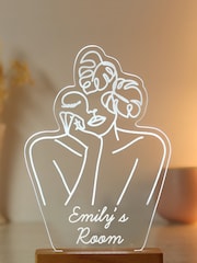 Natural Personalised Line Art Wooden Based LED Light by PMC - Image 2 of 3