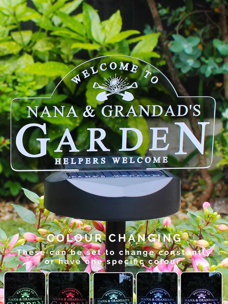 Natural Personalised Garden Sign Outdoor Solar Light by PMC - Image 1 of 4
