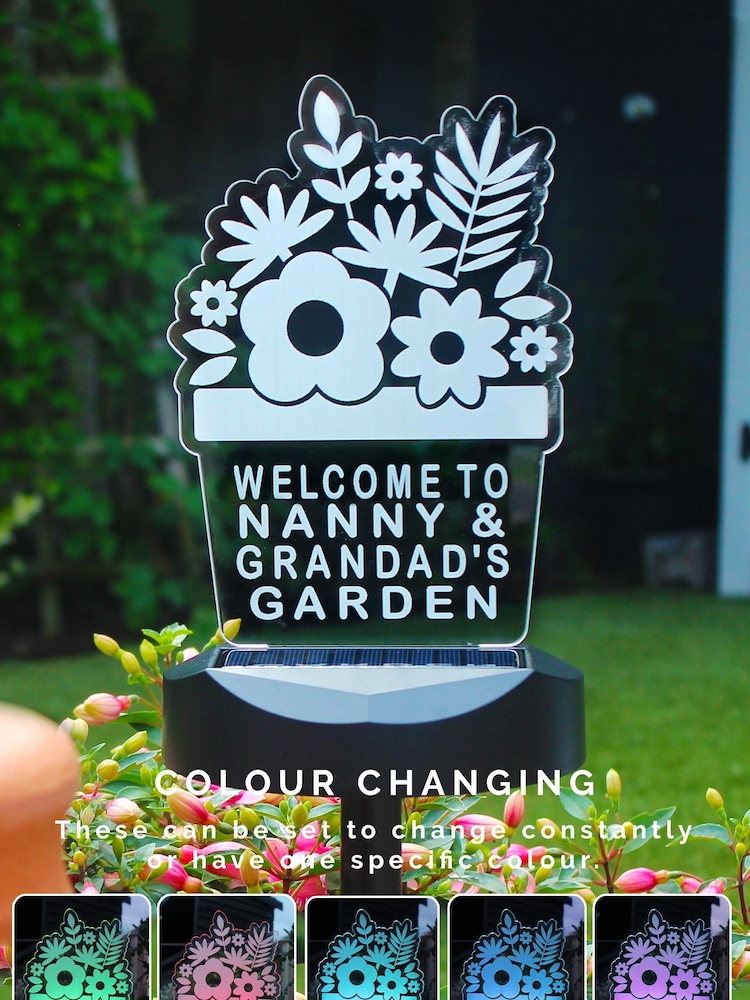 Natural Personalised Plant Pot Outdoor Solar Light by PMC - Image 1 of 3