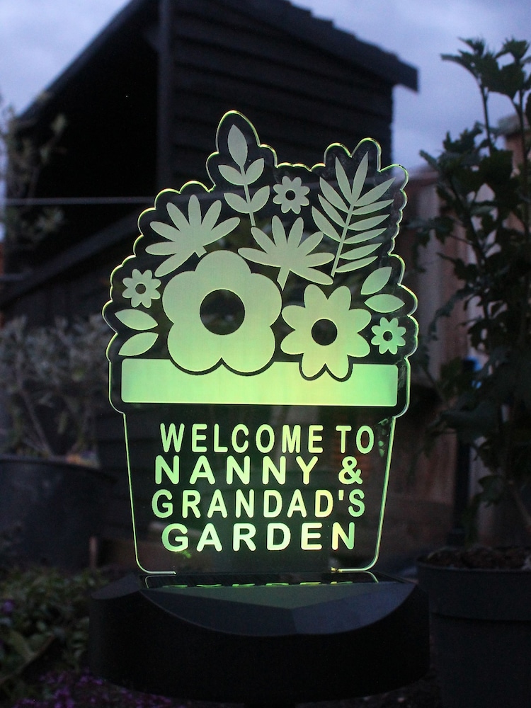 Natural Personalised Plant Pot Outdoor Solar Light by PMC - Image 2 of 3