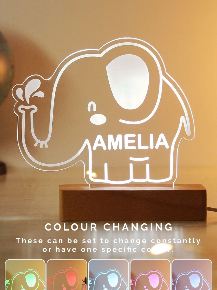 Personalised Elephant LED Light by PMC - Image 1 of 3