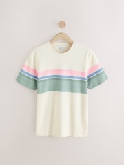 Mint Green Stripe Crew Neck 100% Cotton Jumper - Image 1 of 3
