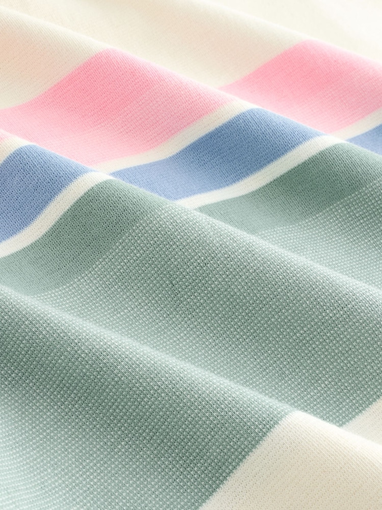 Mint Green Stripe Crew Neck 100% Cotton Jumper - Image 2 of 3