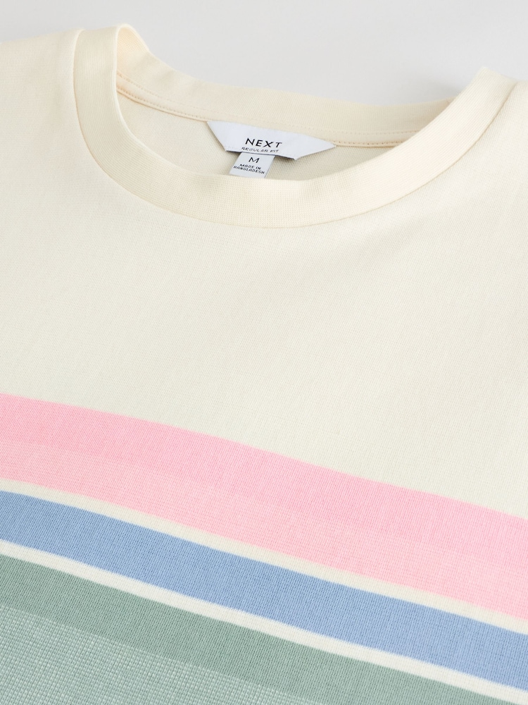 Mint Green Stripe Crew Neck 100% Cotton Jumper - Image 3 of 3
