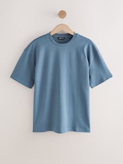 Blue Interlock Boxy Short Sleeve 100% Cotton T-Shirt - Image 1 of 1