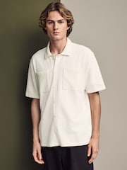 Ecru Heavyweight Textured Jersey 100% Cotton Shirt - Image 2 of 8