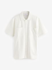 Ecru Heavyweight Textured Jersey 100% Cotton Shirt - Image 5 of 8