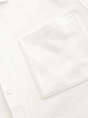Ecru Heavyweight Textured Jersey 100% Cotton Shirt - Image 6 of 8