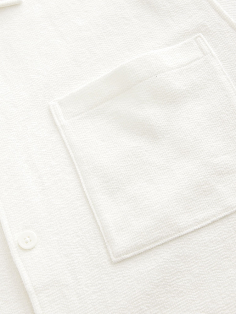 Ecru Heavyweight Textured Jersey 100% Cotton Shirt - Image 6 of 8