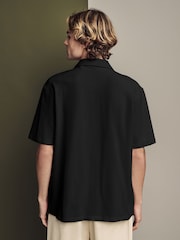 Black Heavyweight Textured Jersey 100% Cotton Shirt - Image 3 of 7
