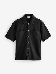Black Heavyweight Textured Jersey 100% Cotton Shirt - Image 5 of 7