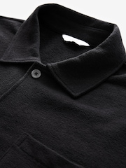 Black Heavyweight Textured Jersey 100% Cotton Shirt - Image 6 of 7