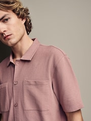 Pink Heavyweight Textured Jersey 100% Cotton Shirt - Image 1 of 7