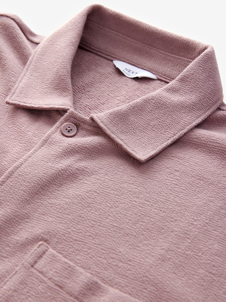 Pink Heavyweight Textured Jersey 100% Cotton Shirt - Image 6 of 7