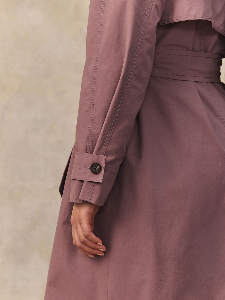 Pink Shower Resistant Trench Coat - Image 6 of 9