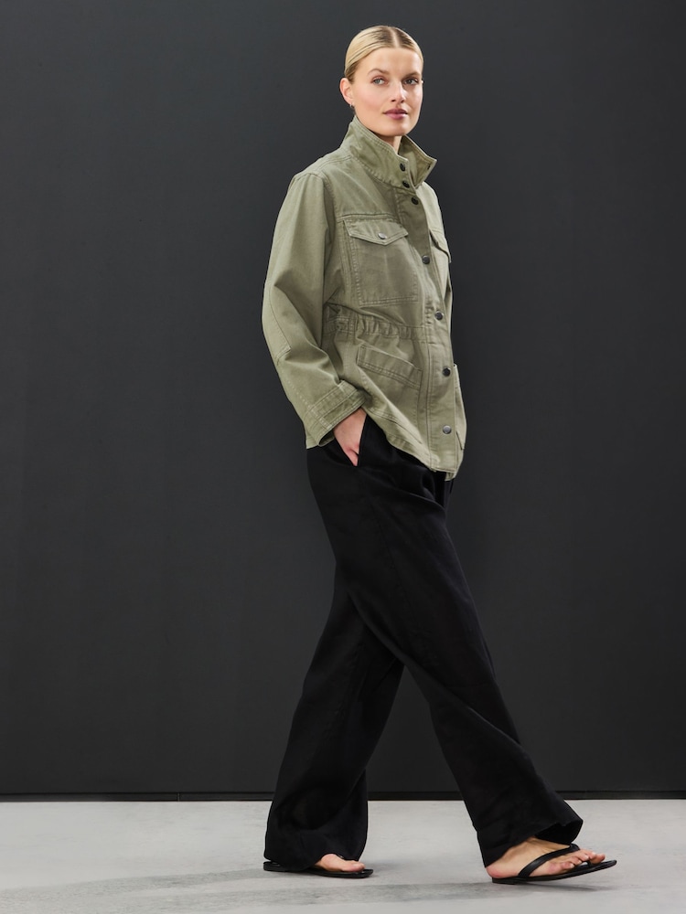 Khaki Green Cotton Utility Jacket - Image 2 of 8